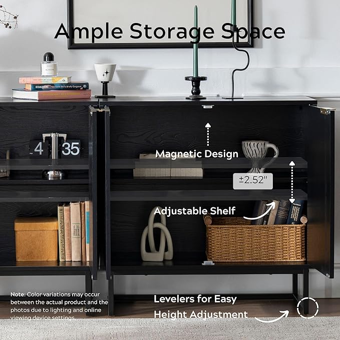 EYYTHUNG Fluted Storage Cabinet Sideboard Buffet Cabinet, Modern Accent Cabinets