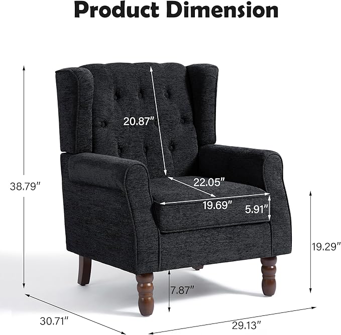 Mid-Century Modern 2-Piece Wingback Chair Set