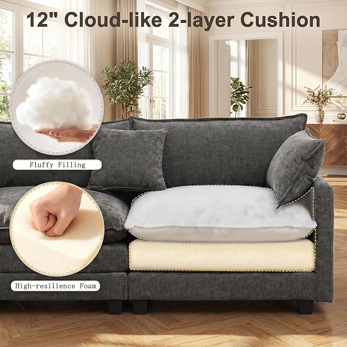 111.4" V-Shaped Corner Couch Sectional