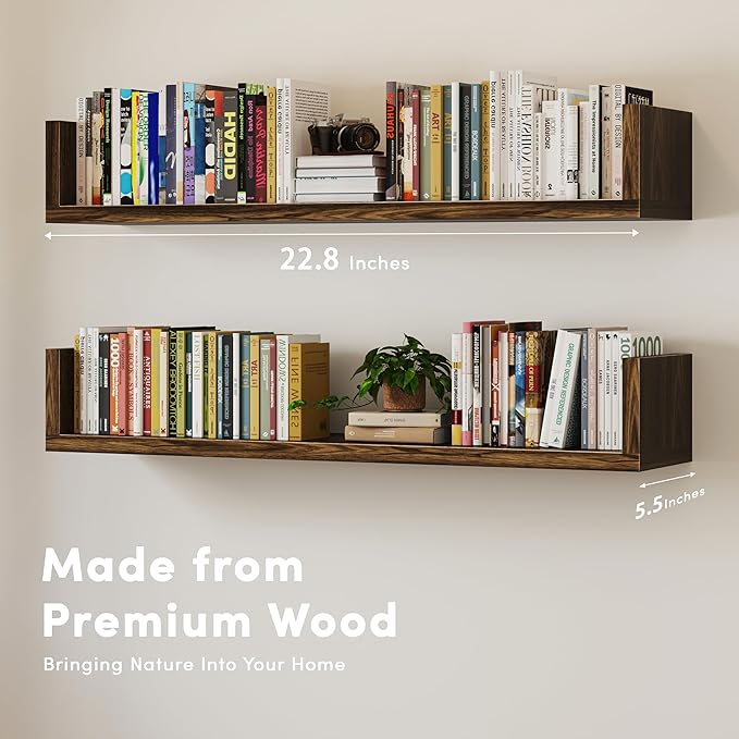 Wall Bookshelf, U Shaped Floating Bookshelf, Hanging Bookshelves