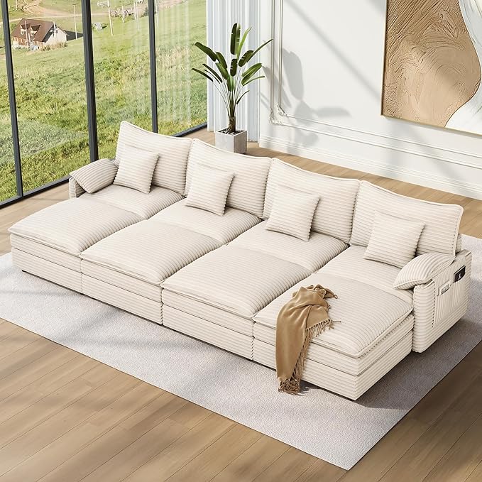 Vesgantti 142" Oversized Sectional Sofa Bed, 8-Seater Modular Sleeper Cloud