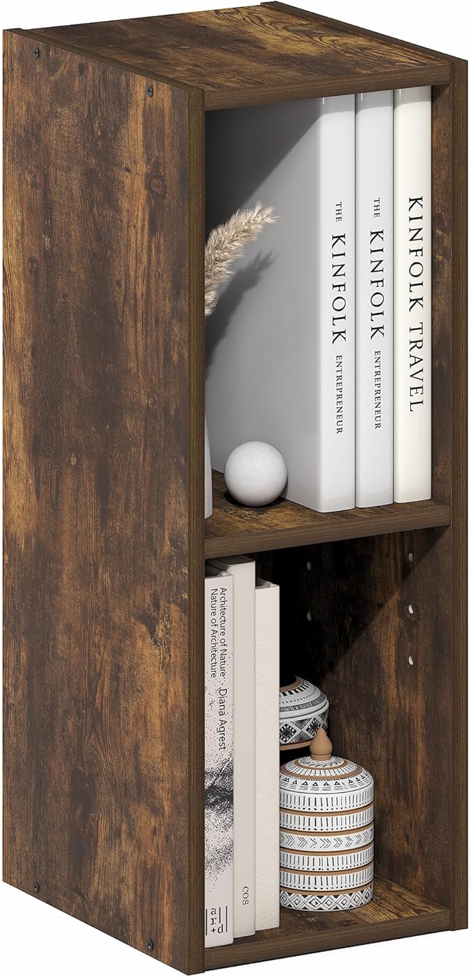 Furinno Fulda Book Shelf, 2-Tier Narrow Bookshelf, Bookcase
