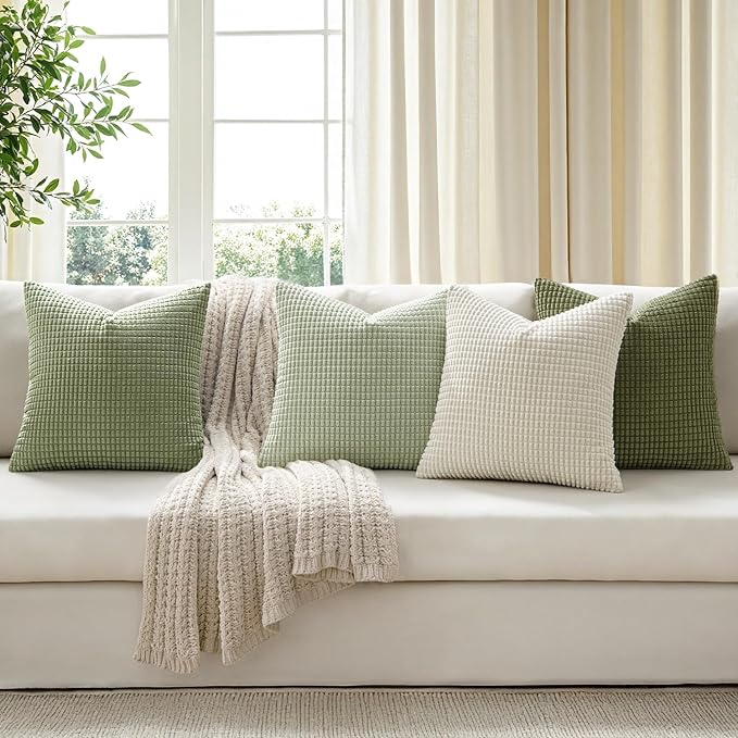 MIULEE Modern Farmhouse Decorative Spring Pillow Covers 20x20 Inch Set of 4