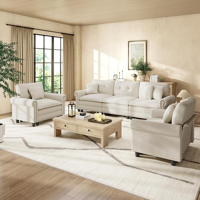HERA'S HOUSE 3 Pieces Modular Sectional Sofa Sets, Oversized Couch Set