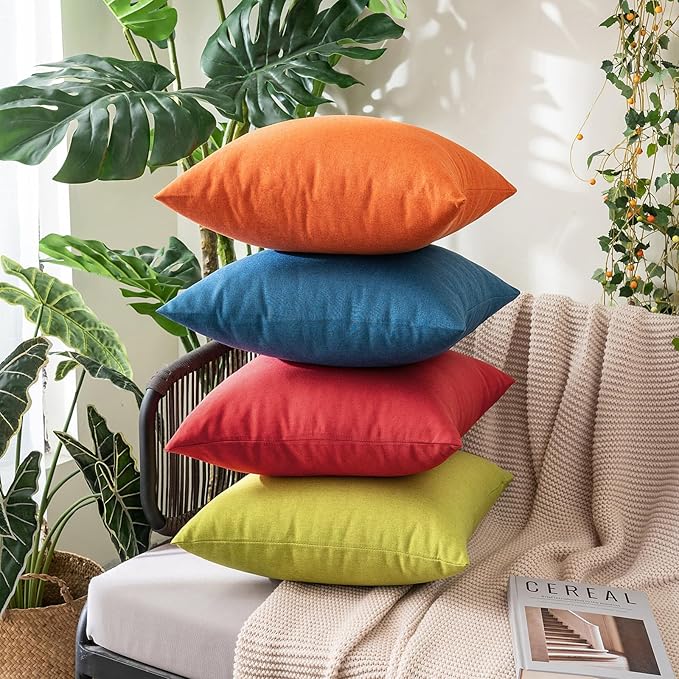 MIULEE Pack of 2 Decorative Outdoor Solid Waterproof Throw Pillow Covers Faux