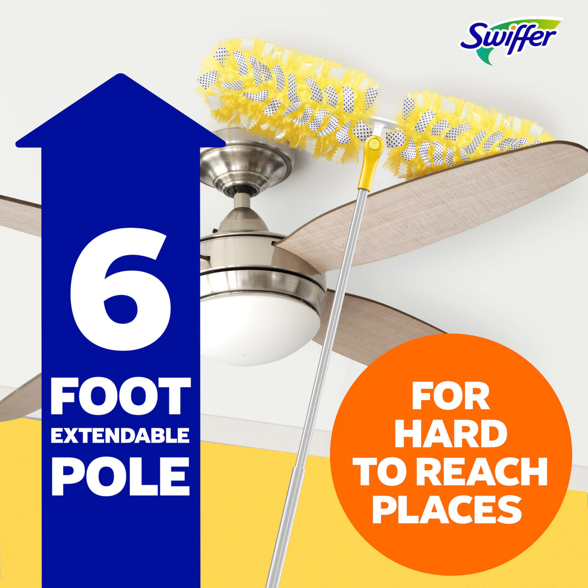 Swiffer Duster Kit with 6 ft Super Extendable Handle, Heavy Duty Starter Kit with 8 Refills