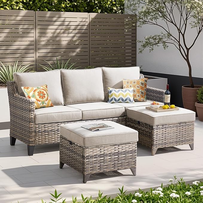Buenhomino 3 Pieces Patio Furniture Sofa Set-Outdoor Wicker Patio Furniture
