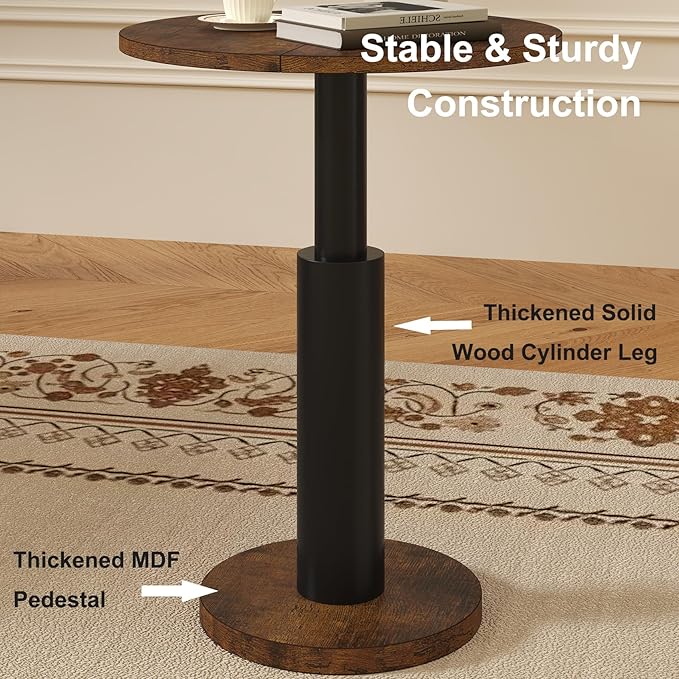 LAATOOREE Round Side Table, Accent Drink Coffee Table, Spacious Top, Thick