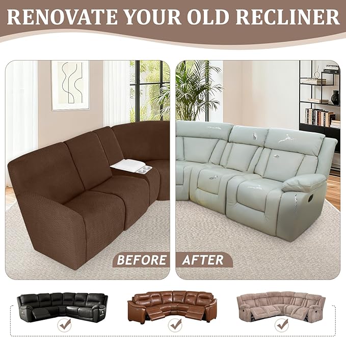 ALIECOM 100% Waterproof Recliner Sectional Couch Covers L Shape Stretch Corner