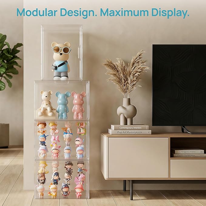 Vtopmart 2 Pack Acrylic Display Case, Stackable Figure Display Case