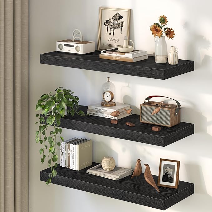 Fun Memories 72 Inch Floating Shelves, 12 Inch Deep Wall Shelf