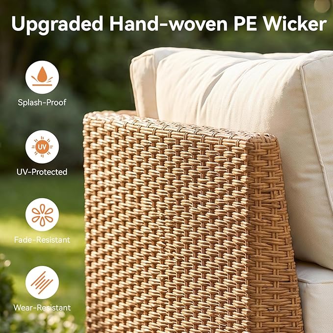 Aoxun 6-Piece Patio Furniture Set, Wicker Outdoor Furniture
