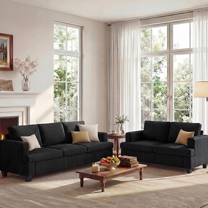 Apicizon Loveseat & 3 Seater Sofa Sets, 2 Piece Modern Sleeper Sofa