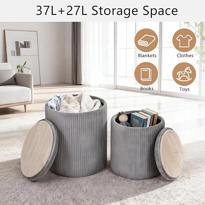CAROLMADE Set of 2 Round Ottoman