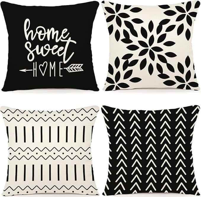 YCOLL Pillow Covers 22x22 Set of 4, Modern Sofa Throw Pillow Cover, Decorative