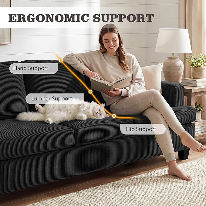 Apicizon 89" Modern Sofa Couch Set, Corduroy Couch 2 Piece Sofa Set