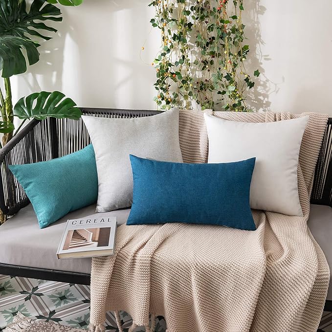MIULEE Pack of 2 Decorative Outdoor Solid Waterproof Throw Pillow Covers Faux