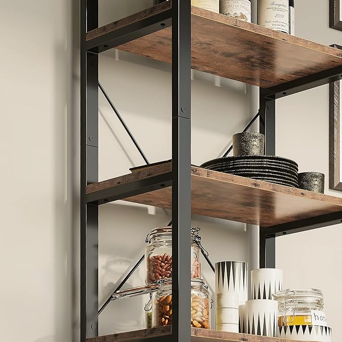IRONCK Bookshelf 6-Tier Ladder Shelf 110lbs Display Shelf Vintage Industrial