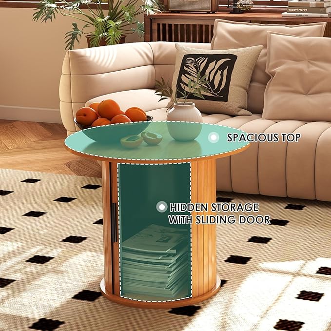 COSVALVE Round Wood Coffee Table 23.6IN