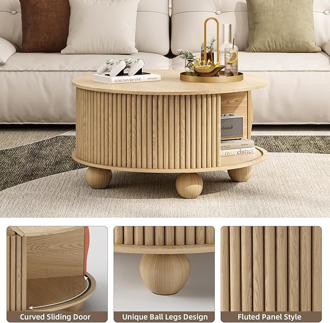 SULIVES Round Coffee Table