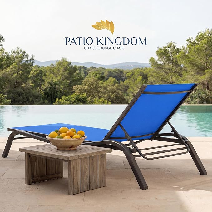 Patio Chaise Lounge Chairs Set of 4, All-Weather Aluminum Pool Loungers