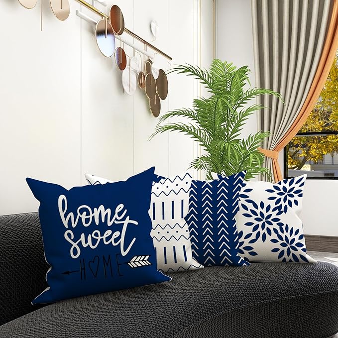 YCOLL Pillow Covers 22x22 Set of 4, Modern Sofa Throw Pillow Cover, Decorative