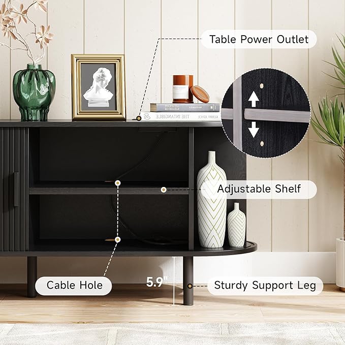 ONBRILL 63" TV Stand with Power Outlet