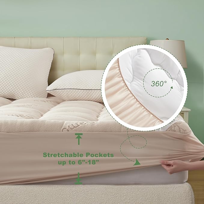 BEDLORE California King Mattress Topper Viscose Derived from Bamboo, Thick