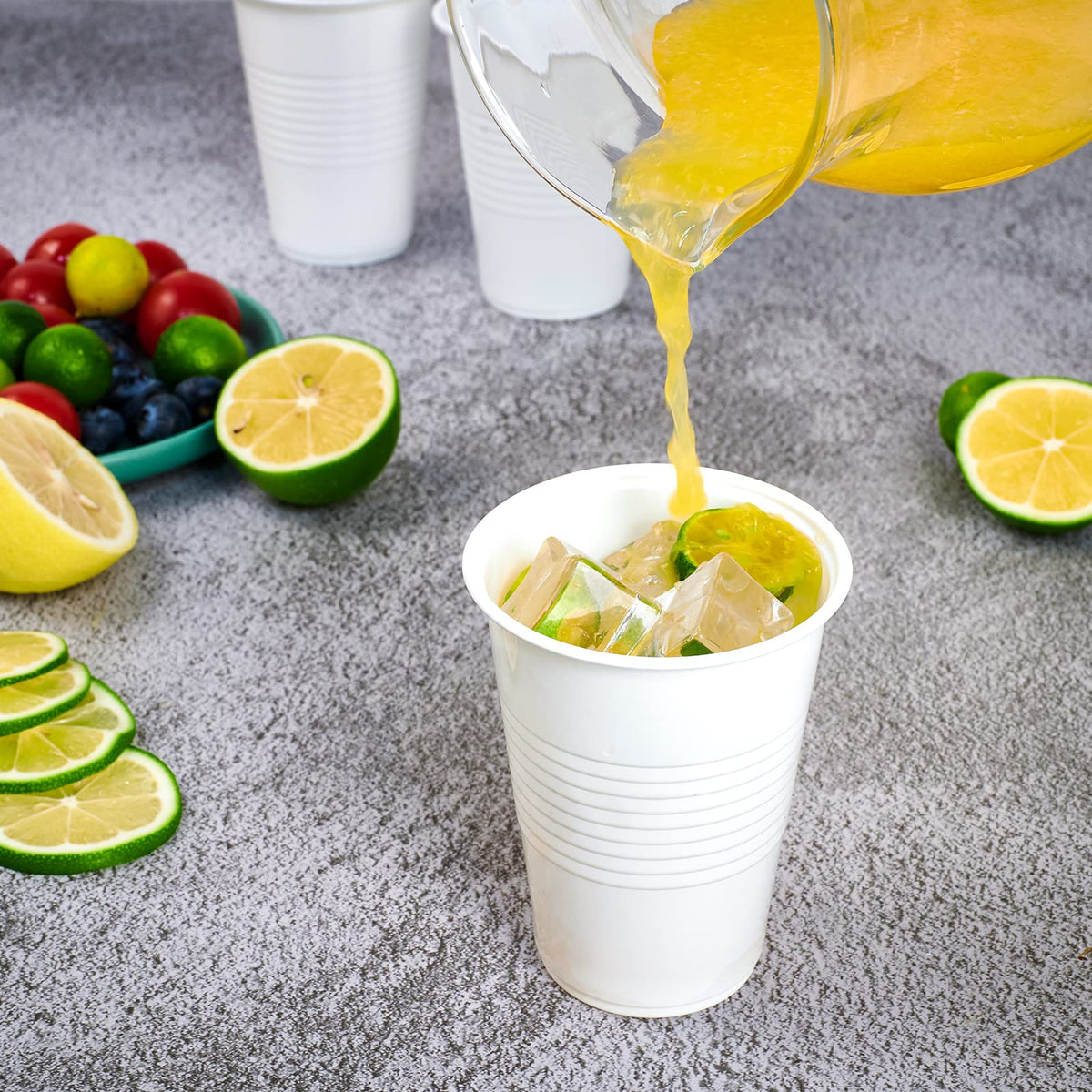 Lilymicky 2000 PACK 7 oz White Plastic Cups, 7 Ounce Disposable Drinking Cups for Birthday Parties, Picnics, Ceremonies