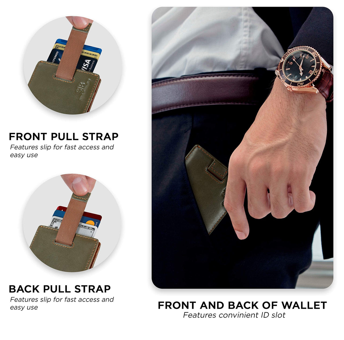 SERMAN BRANDS RFID Blocking Slim Money Clip Wallet – Leather Bifold Front Pocket Minimalist Mens Wallet with Money Clip for Men, Small Credit Card Holder Wallet - Travel Wallet with Gift Box