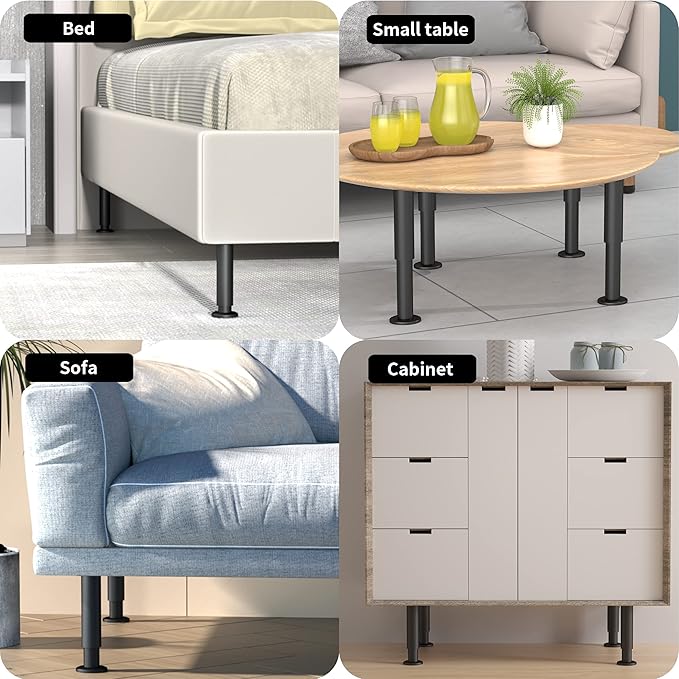 Wlrrcwdttc 4 Pcs Metal Adjustable Furniture Legs 4.72-7.08 inch, Adjustable