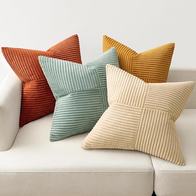 MIULEE Teal Orange Decorative Throw Pillow Covers 18x18 Inch Set of 4 Boho