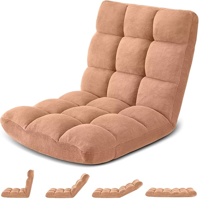 Folding Floor Gaming Chair 14-Poistion Cushioned Adjustable Floor Lazy Sofa