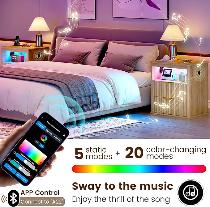 WOOVIVS Modern Nightstand Set of 2