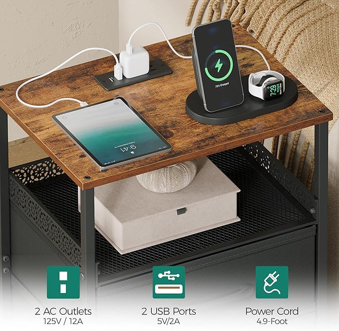JARHETUN Nightstand Set of 2, Night Stands