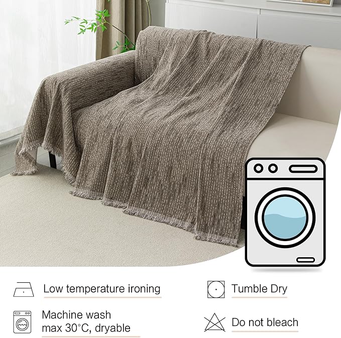 MYSKY HOME Boho Couch Cover Sand Sofa Covers