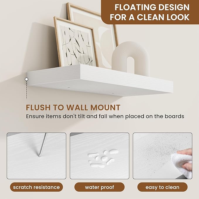 fuqing Floating Shelves for Wall, Wall Mounted Wood Floating Shelf