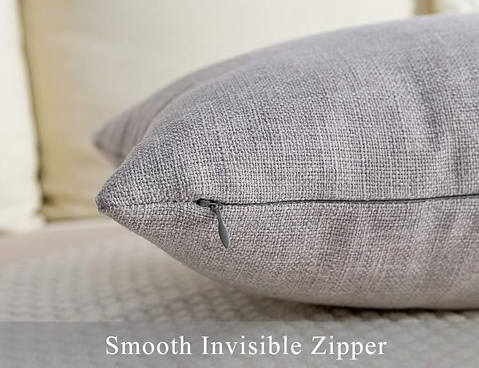 Stellhome Pack of 2 Burlap Throw Pillow Covers Farmhouse Linen Cushion Covers