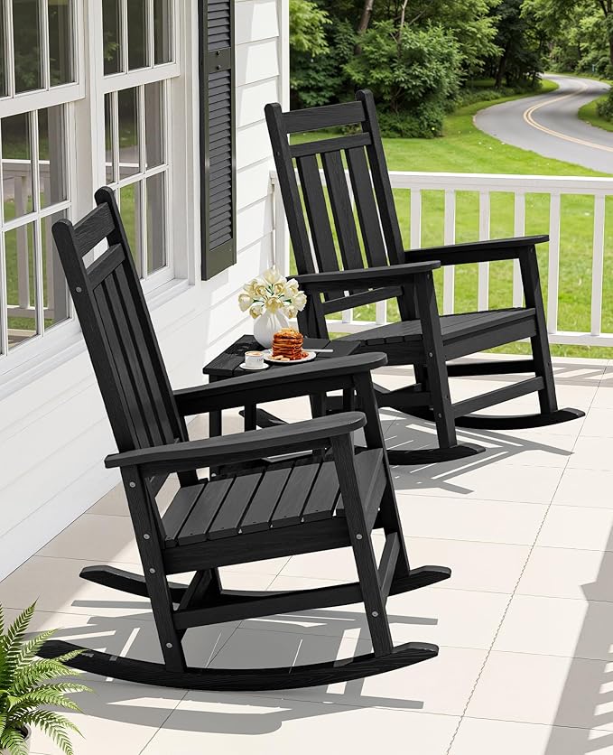 KINGYES Oversized Outdoor Rocking Chair, All-Weather Patio Rocking Chairs