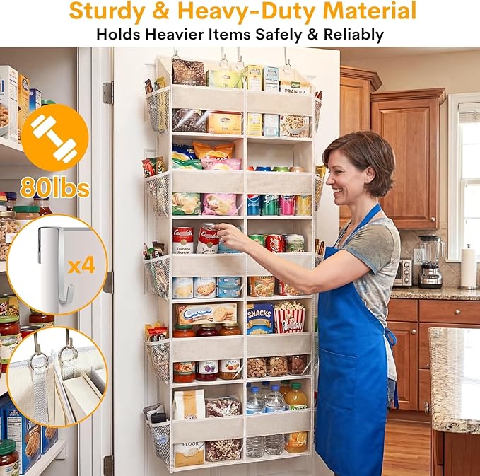 2 Pack Over the Door Organizer 5 Tiers, Extra Large Behind Door Storage of 10