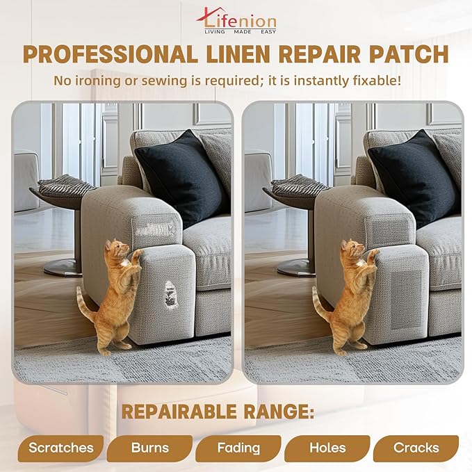 Fabric Repair Patches, 17X158 inch Linen Self-Adhesive Fabric Repair Tape