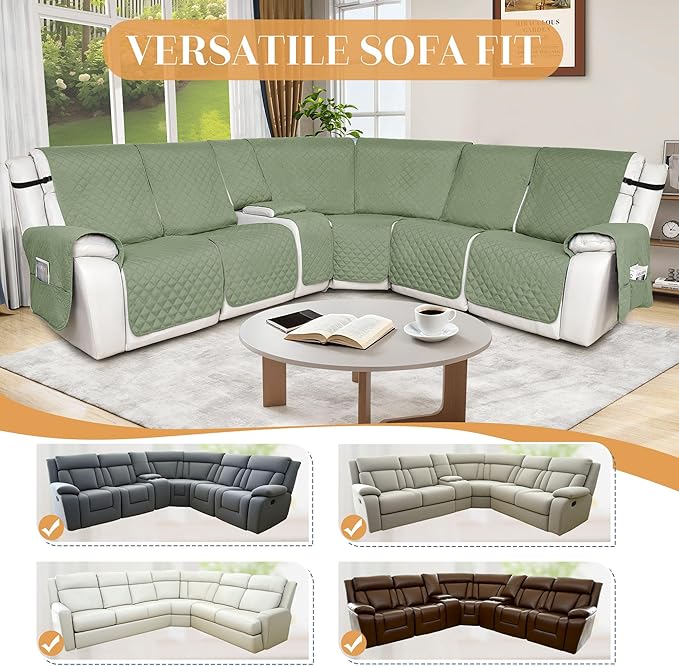 HDCAXKJ 100% Waterproof Reclining Sectional Couch Covers L Shape Recliner Sofa