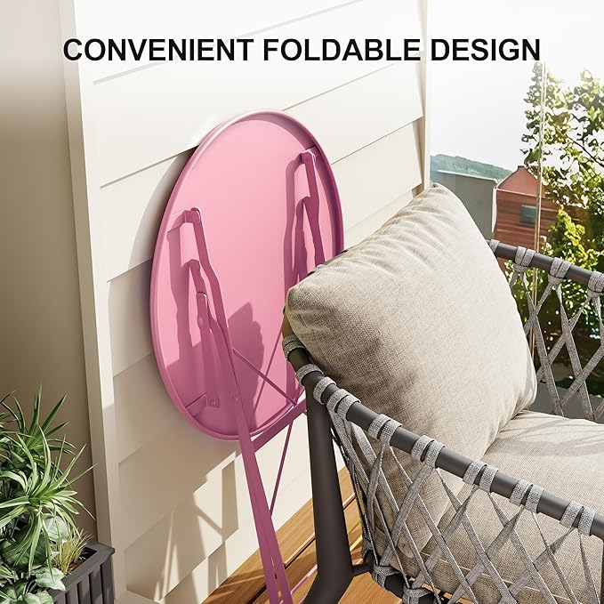 Bistro Table and Chairs Set of 2, 3 Piece Outdoor/Indoor Folding Patio Bistro