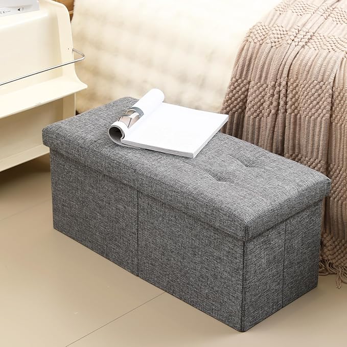 Storage Ottoman Bench Foldable Seat Footrest Shoe Bench End of Bed Storage