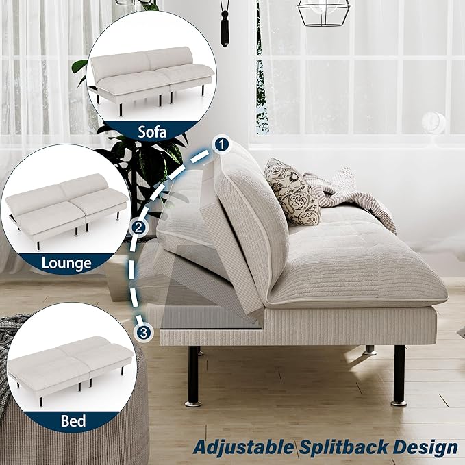Ribilake 70" Futon Sofa Bed, 4 in 1 Multi-Function Couch Sleeper