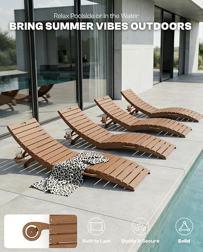 Folding HDPE Outdoor Chaise Lounge