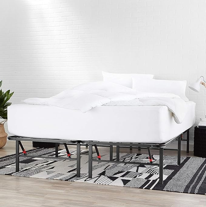 Amazon Basics Bed Frame with Storage, Foldable Metal Platform, Sturdy Steel