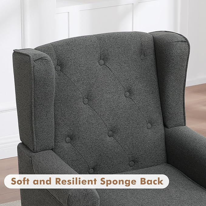 Accent Chair for Living Room, Mid Century Modern Upholstered Armchair, Wingback