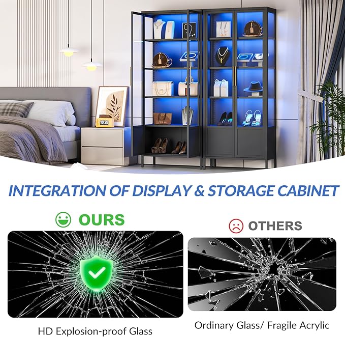 5-Tier Glass Display Cabinet