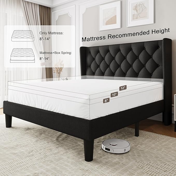 Einhomn Black Platform Bed Frame Full Size